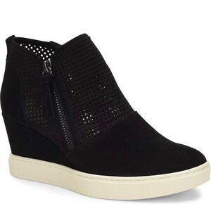 Sofft Bellview Women Wedge Ankle Boot Black Suede Side Zip Size 9